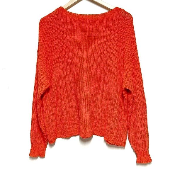 EILEEN FISHER Sweater Organic Cotton Shaker Knit Pullover Long Sleeve Orange 1X - Picture 6 of 9